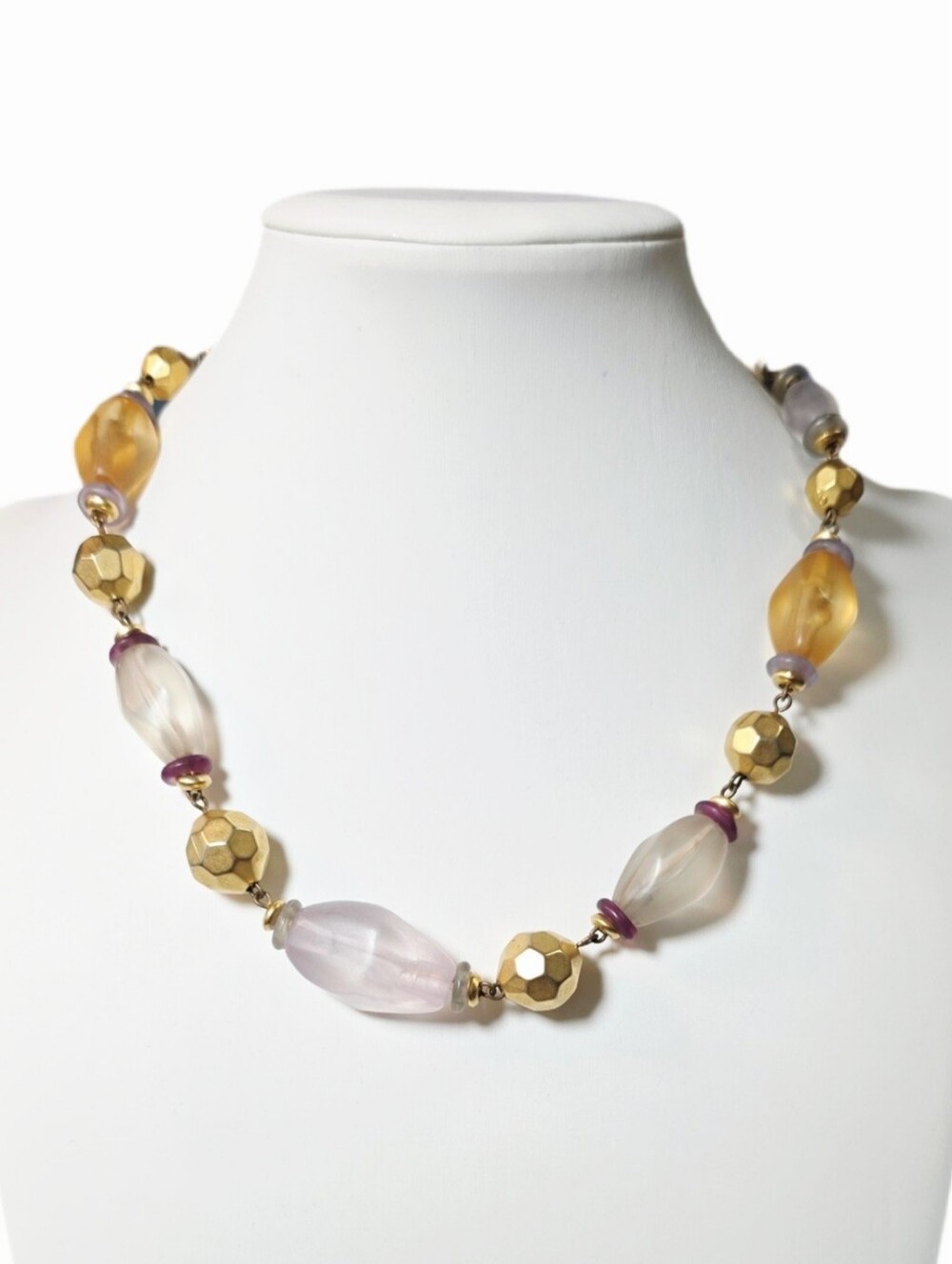 Vintage Liz Clairborne Gold and Lavender Faceted Bead Necklace
